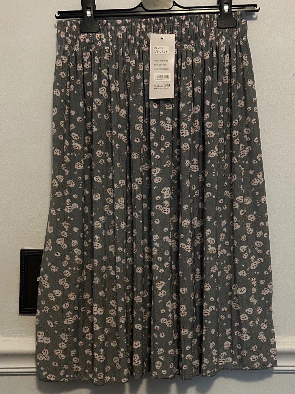 Floral Print Gray Skirt - Size OS